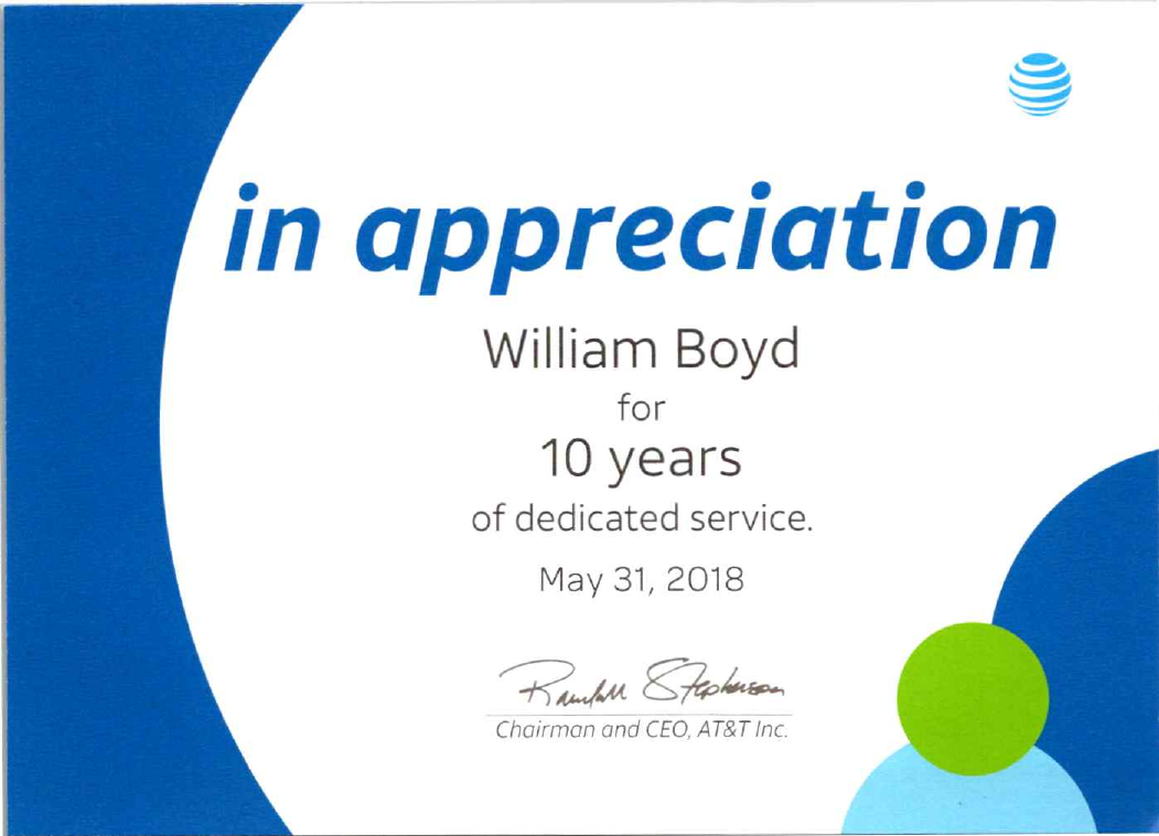 10-year recognition artifact