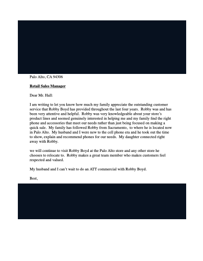 Customer recommendation letter preview